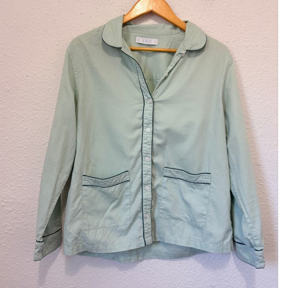 LAKE Pajama Top Cotton Teal Blue Minimalist Preppy